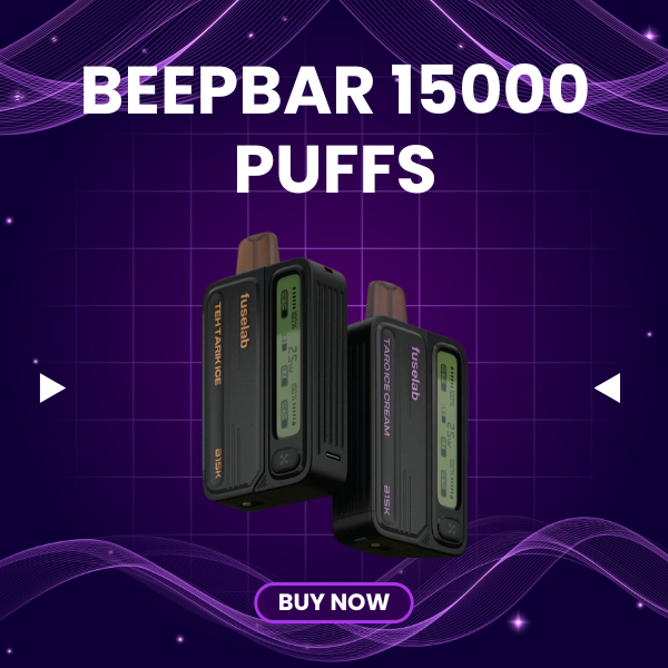 Beepbar 15000 Puffs disposable vape with colorful finish and LED screen