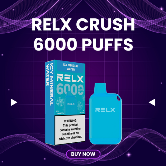 RELX Crush 6000 Puffs disposable vape with vibrant gradient finish