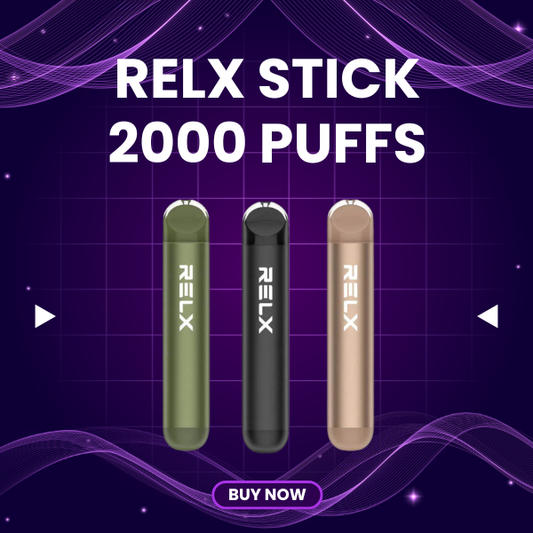 RELX Stick 2000 Puffs slim pen-style disposable vape in solid color