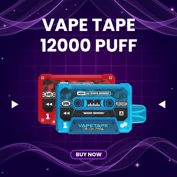 Vape Tape 12000 Puffs Disposable Vape - Retro Cassette Design